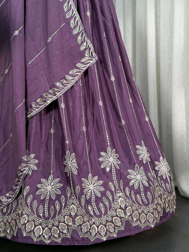 Elegant Purple Embroidered Lehenga Choli with Designer Dupatta | Premium Party Wear for Women