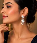 Sparkling CZ Chandelier Bridal Earrings, Silver Crystal Drop Wedding Jewelry