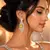 Yellow Citrine Emerald-Cut Statement Drop Earrings, Art Deco Chandelier Bridal Jewelry