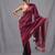 magenta black half n half cotton blend handspun soft saree with pompom