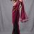 magenta black half n half cotton blend handspun soft saree with pompom