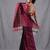 magenta black half n half cotton blend handspun soft saree with pompom