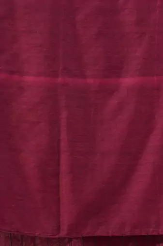 magenta black half n half cotton blend handspun soft saree with pompom