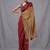 red cotton blend handspun soft saree with contrast beige pallu
