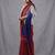 red cotton blend handspun soft saree with contrast blue pallu