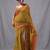 mustard cotton blend handspun soft saree with geometric border