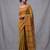 mustard cotton blend handspun soft saree with geometric border