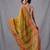 mustard cotton blend handspun soft saree with geometric border