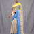 cream cotton blend taant saree with woven designs