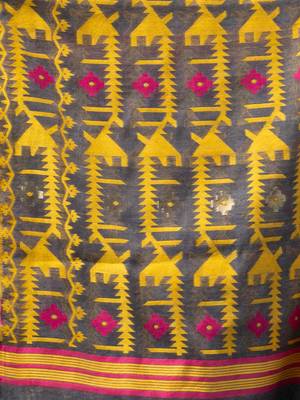 Grey cotton silk handwoven soft jamdani saree 4