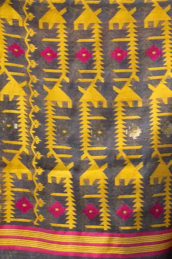 Grey cotton silk handwoven soft jamdani saree