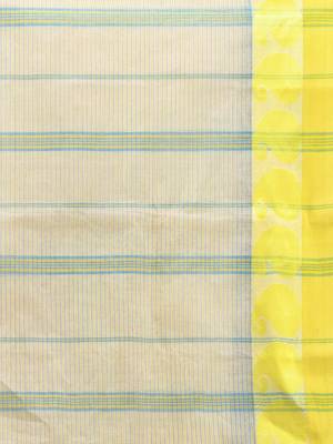 cream cotton blend taant saree with woven designs 4
