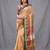 cream handspun cotton blend soft saree with woven design