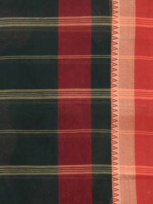 emerald green cotton blend taant saree with temple border 4