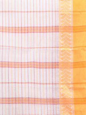 white cotton blend taant saree with woven designs 4