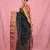 dark green cotton blend taant saree with zari border