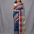 blue cotton blend soft saree with woven design