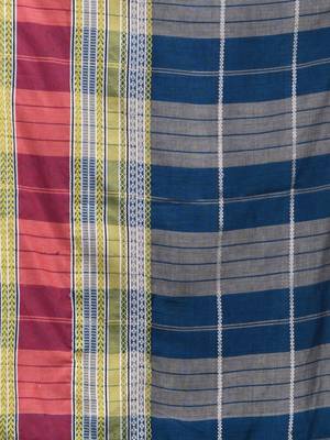 blue cotton blend soft saree with woven design 4