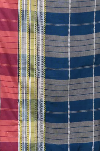 blue cotton blend soft saree with woven design