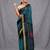 Teal blended cotton handwoven saree with ikkat design