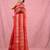 red cotton blend taant saree with temple border