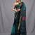 Teal blended cotton handwoven saree with ikkat design
