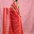 red cotton blend taant saree with temple border