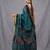Teal blended cotton handwoven saree with ikkat design