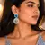 Blue Teardrop Crystal Statement Earrings, Sapphire CZ Dangle, Floral Drop Wedding Prom