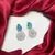 Blue Teardrop Crystal Statement Earrings, Sapphire CZ Dangle, Floral Drop Wedding Prom