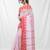 white and red cotton blend taant saree with woven designs