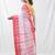white and red cotton blend taant saree with woven designs