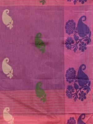 light pink cotton blend handwoven soft saree 4