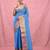 sky blue cotton blend taant saree with zari border