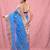 sky blue cotton blend taant saree with zari border