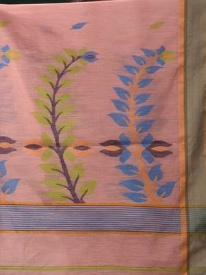 wine red handspun cotton blend soft saree with woven design 4