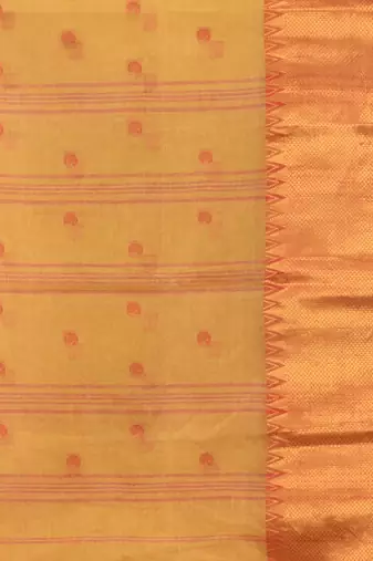 dark beige cotton blend taant saree with zari border