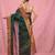dark green cotton blend taant saree with zari border