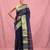 midnight blue cotton blend taant saree with zari border