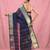 midnight blue cotton blend taant saree with zari border