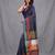 grey handspun cotton blend soft saree with woven design