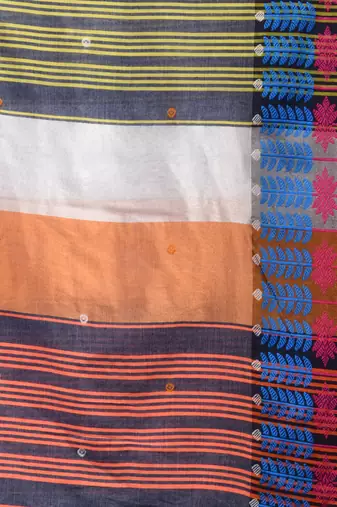 grey handspun cotton blend soft saree with woven design