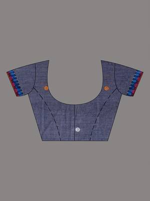 grey handspun cotton blend soft saree with woven design 5