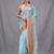 sea green cotton blend soft saree with temple bordar