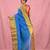 sapphire blue cotton blend taant saree with zari border