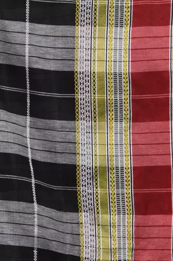 black cotton blend soft saree with woven design