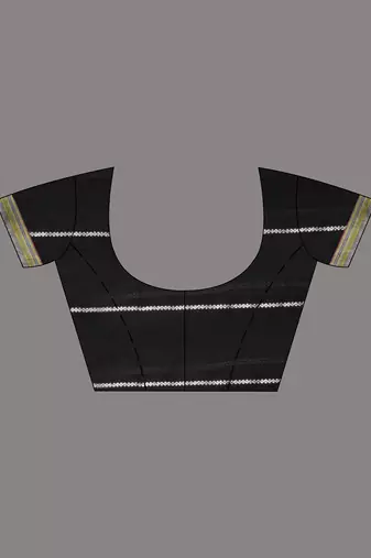 black cotton blend soft saree with woven design