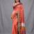 orange handspun cotton blend soft saree with woven design