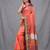 orange handspun cotton blend soft saree with woven design