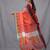 orange handspun cotton blend soft saree with woven design
